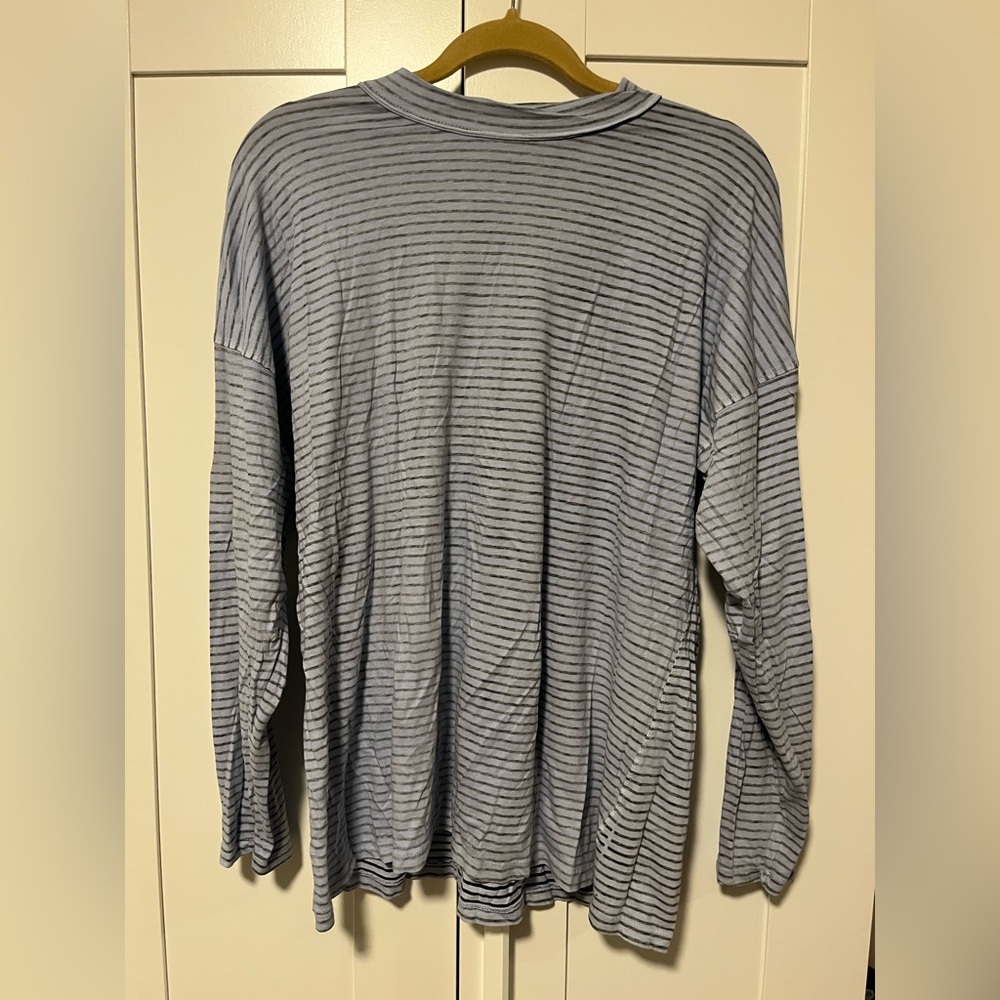Free People // We The Free Blue Striped Mock Neck Top